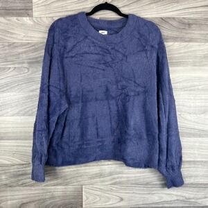 Aerie Sweater Women's Small Blue Crew‎ Neck Plush Oversize Pullover Cozy Flurry